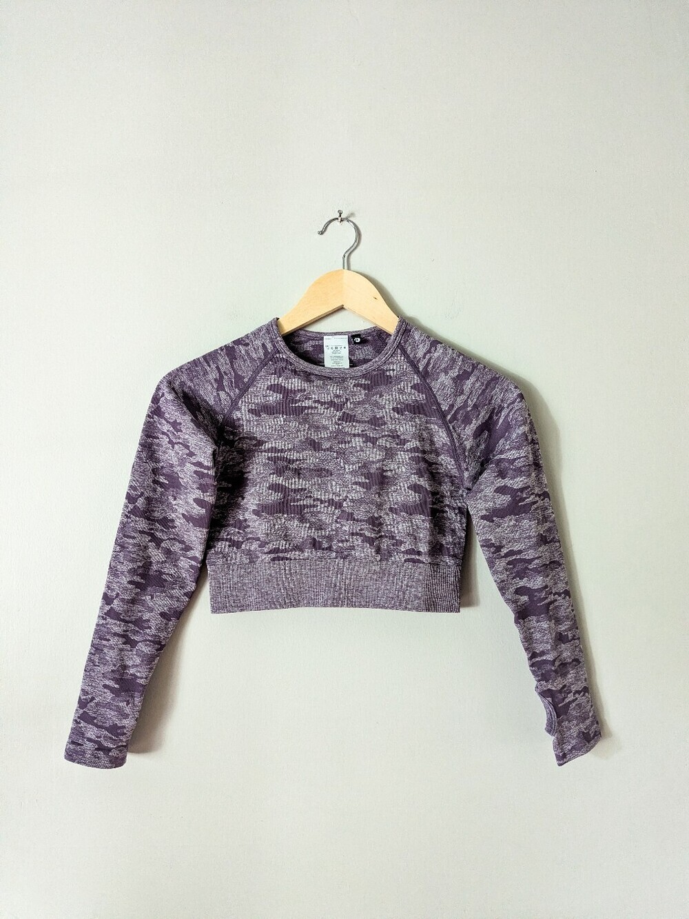 Aybl Purple Camo Long Sleeve Workout Crop Top